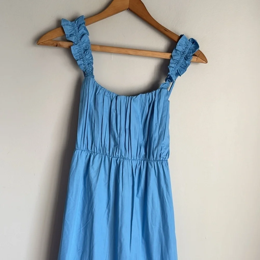 NEW Abercrombie & Fitch poplin bow back ruffle strap maxi dress XS
